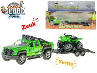 Obrázek z Auto 13cm kov zpětný chod se čtyřkolkou, baterie, světlo, zvuk, v krabičce 